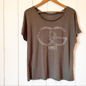 Obey Dark Grey T-Shirt. Size Medium.